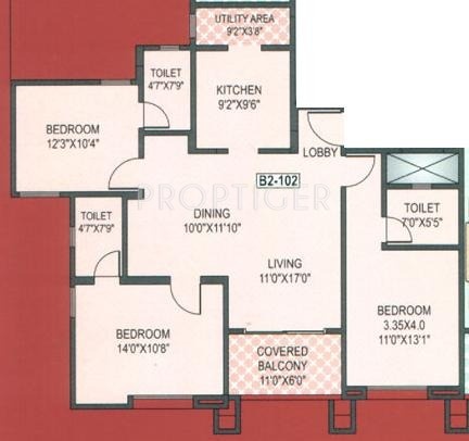 Purple Rhythm (3BHK+3T (1,364 sq ft) 1364 sq ft)