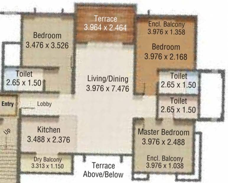 Kumar Princetown Royal B2 (3BHK+3T (1,106.53 sq ft) 1106.53 sq ft)