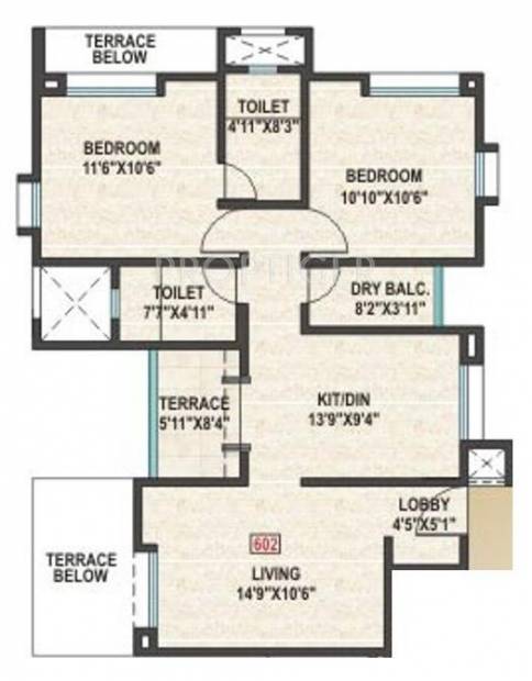 Vishhram Daffodils (2BHK+2T (946 sq ft) 946 sq ft)