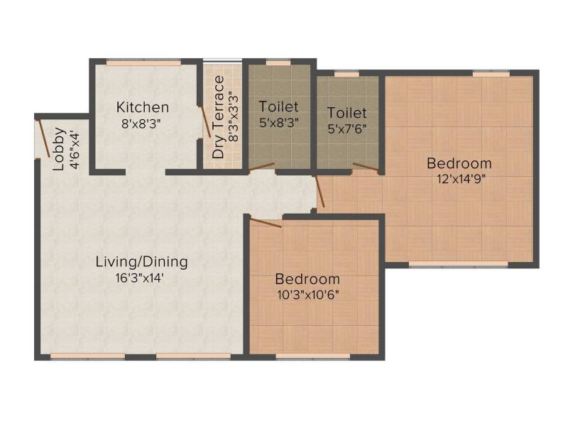 Eisha Group Zenith 2BHK+2T (1010 sq ft)