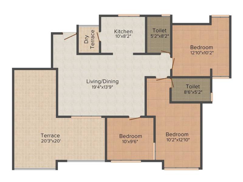Eisha Group Zenith 2BHK (1644 sq ft)