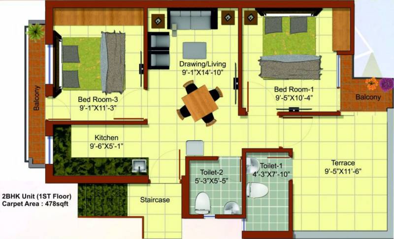 Shubhashray Housing India Shubhashray Jaipur Phase 1A (2BHK+2T (478 sq ft) 478 sq ft)