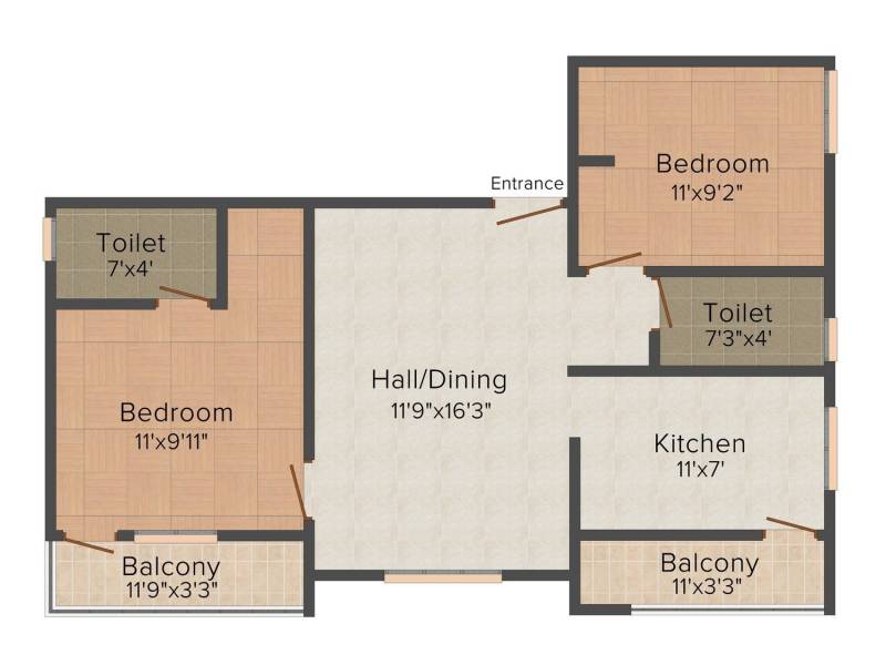 Ruby Residency (2BHK+2T (879 sq ft) 879 sq ft)