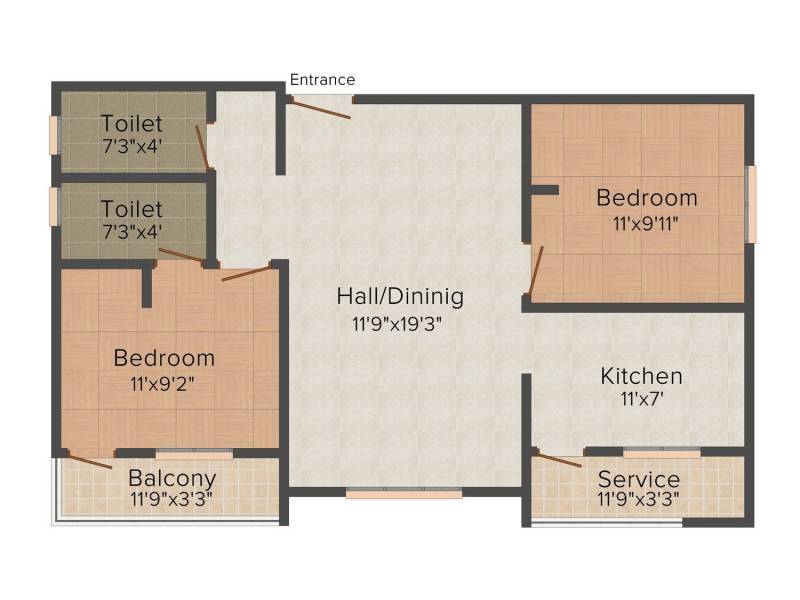 Ruby Residency (2BHK+2T (921 sq ft) 921 sq ft)