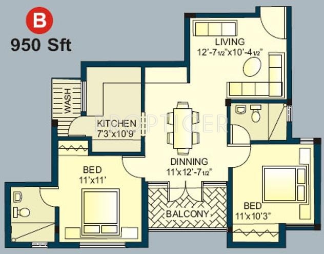 Jamals Splendor (2BHK+2T (950 sq ft) 950 sq ft)
