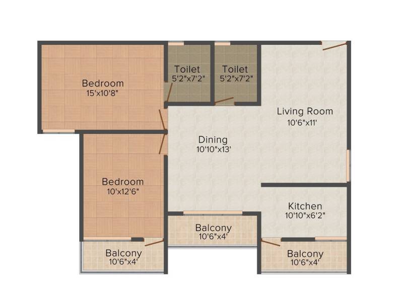 Innovative Aqua Front (2BHK+2T (1,205 sq ft) 1205 sq ft)