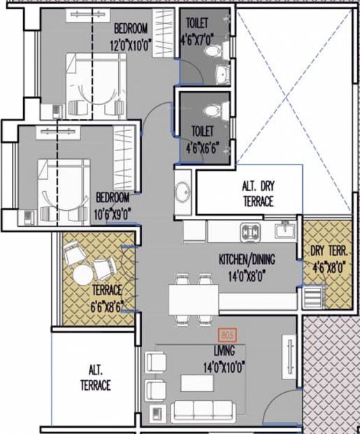Mittal Sun Exotica Phase 2 (2BHK+2T (514.19 sq ft) 514.19 sq ft)