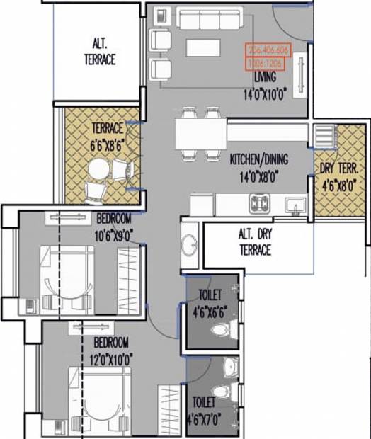 Mittal Sun Exotica Phase 2 (2BHK+2T (525.71 sq ft) 525.71 sq ft)