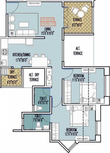 Mittal Sun Exotica Phase 2 (2BHK+2T (593.09 sq ft) 593.09 sq ft)