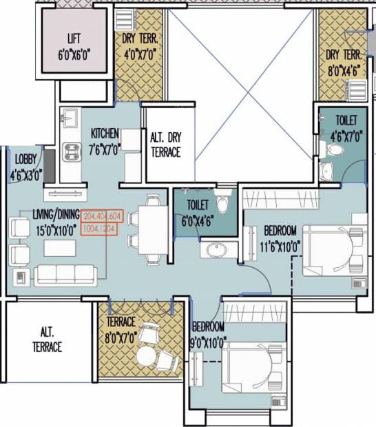 Mittal Sun Exotica Phase 2 (2BHK+2T (459.83 sq ft) 459.83 sq ft)
