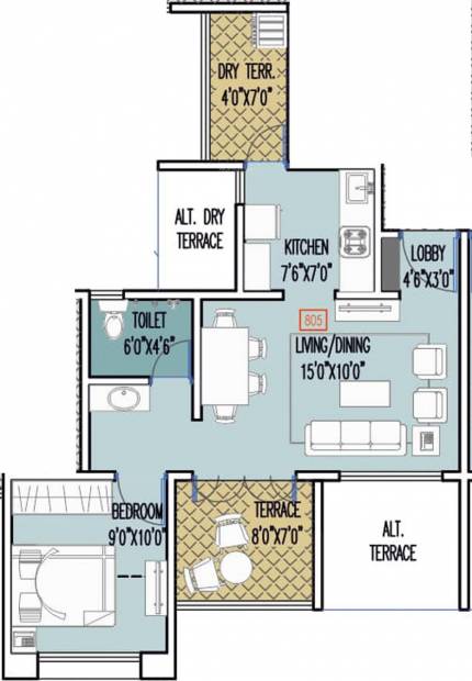 Mittal Sun Exotica Phase 2 (1BHK+1T (329.70 sq ft) 329.7 sq ft)