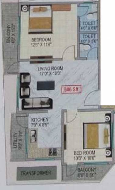 Uthrankar Krishna Kruthi CR Pride (2BHK+2T (846 sq ft) 846 sq ft)