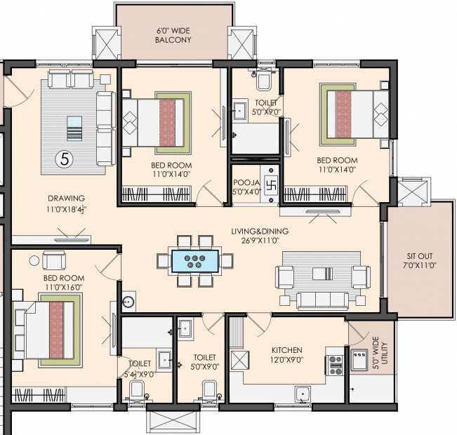 Sri Aditya Athena (3BHK+3T (2,030 sq ft) + Pooja Room 2030 sq ft)