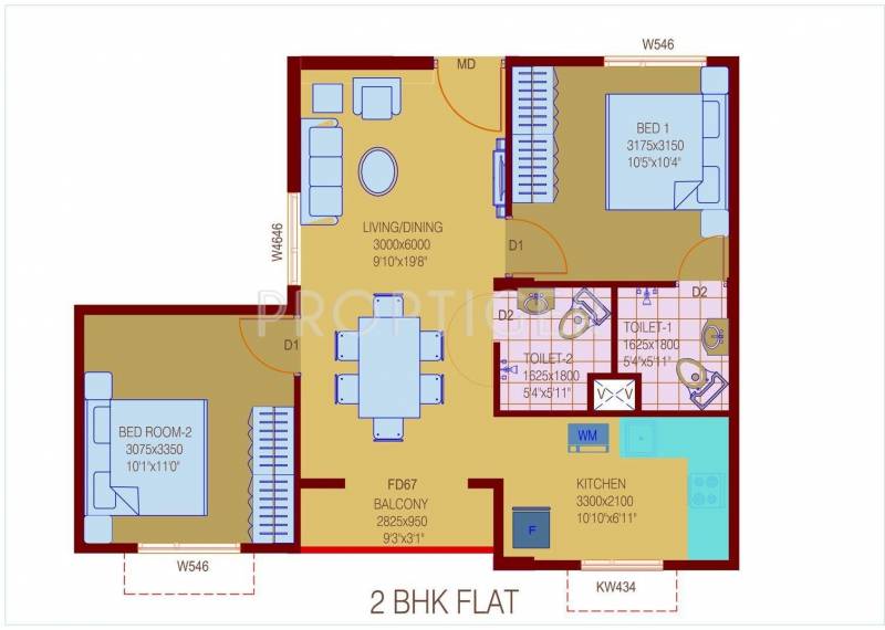Confident Cygnus III (2BHK+2T (828 sq ft) 828 sq ft)