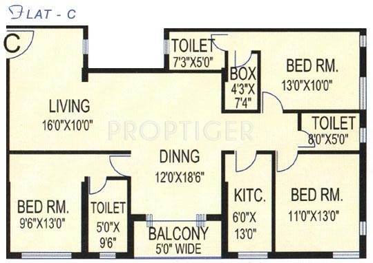 Daffodil Divine Bliss (3BHK+3T (1,780 sq ft) 1780 sq ft)