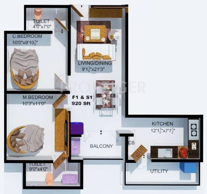 The Nest Ippo (2BHK+2T (920 sq ft) 920 sq ft)