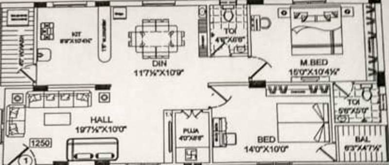Konkas Pushpanjali (2BHK+2T (1,250 sq ft) + Pooja Room 1250 sq ft)