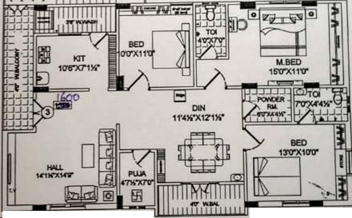 Konkas Pushpanjali (3BHK+3T (1,600 sq ft) + Pooja Room 1600 sq ft) Konkas Pushpanjali (3BHK+3T (1,600 sq ft) + Pooja Room 1600 sq ft)