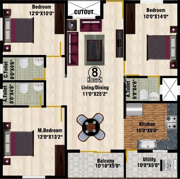 DS DSMAX SHRINE (3BHK+3T (1,570 sq ft) 1570 sq ft)