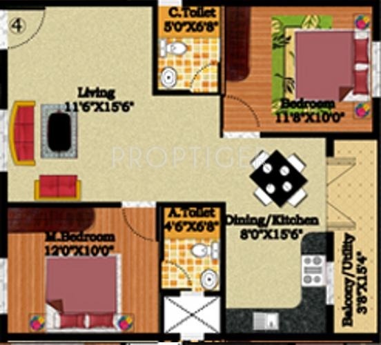 DS DSMAX STREAK NEST (2BHK+2T (1,085 sq ft) 1085 sq ft)