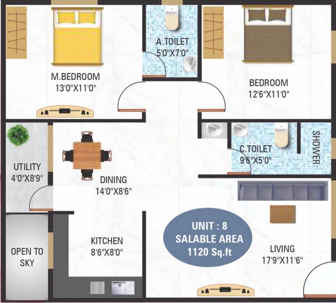 5 Elements GR Lotus (2BHK+2T (1,120 sq ft) 1120 sq ft)