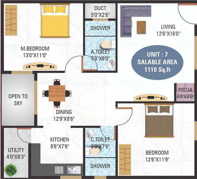 5 Elements GR Lotus (2BHK+2T (1,110 sq ft) 1110 sq ft)