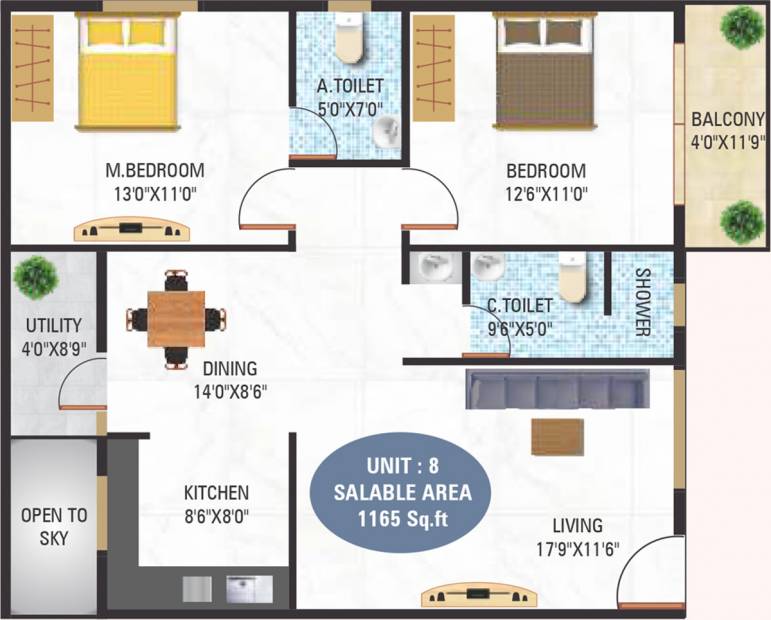 5 Elements GR Lotus (2BHK+2T (1,165 sq ft) 1165 sq ft)