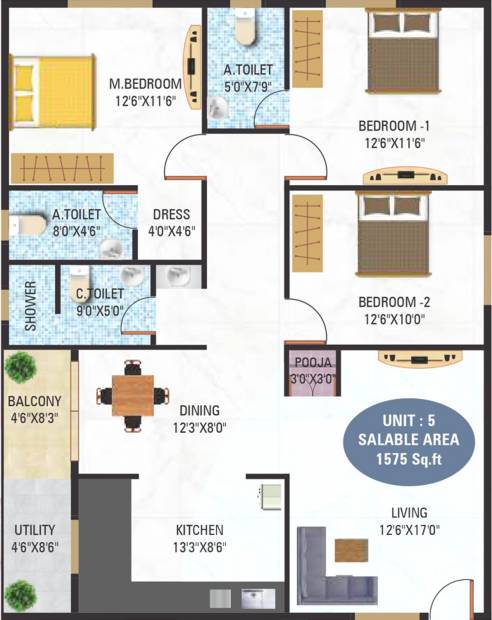 5 Elements GR Lotus (3BHK+3T (1,575 sq ft) 1575 sq ft)