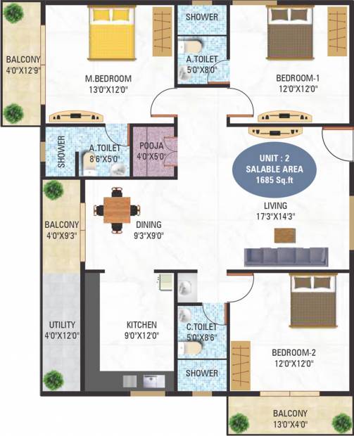 5 Elements GR Lotus (3BHK+3T (1,685 sq ft) 1685 sq ft)