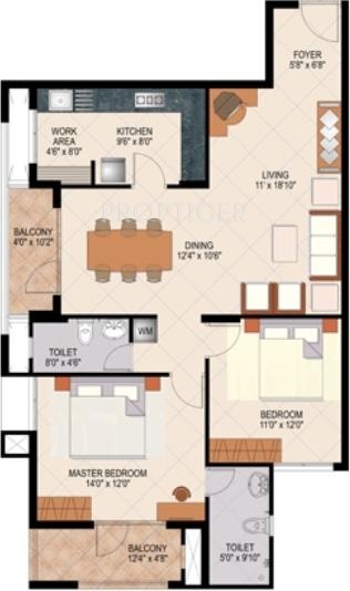 Mohtisham Coral (2BHK+2T (1,275 sq ft) 1275 sq ft)