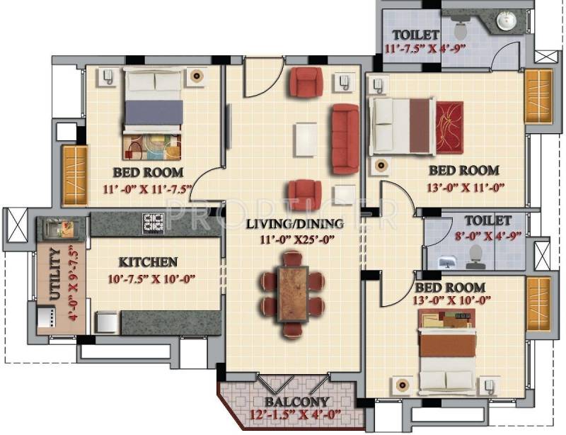 Casagrand Lakshmi (3BHK+2T (1,427 sq ft) 1427 sq ft)