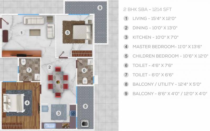 Garudathri Vibhuthi Residency (2BHK+2T (1,214 sq ft) 1214 sq ft)