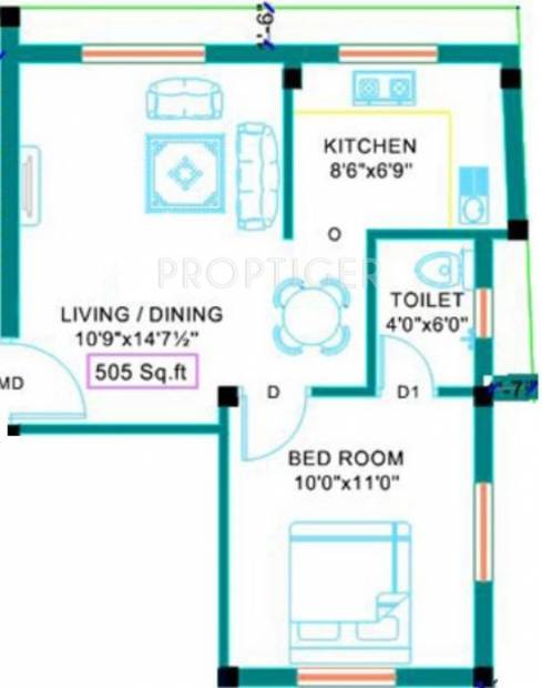 Sekaran Anantham (1BHK+1T (505 sq ft) 505 sq ft)
