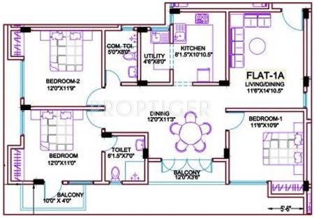 Ramaniyam Gatsby (3BHK+2T (1,573 sq ft) 1573 sq ft)