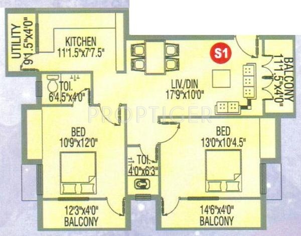 Hi Shravan (2BHK+2T (1,036 sq ft) 1036 sq ft)