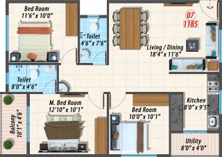 Opera Canopus (3BHK+2T (1,185 sq ft) 1185 sq ft) Opera Canopus (3BHK+2T (1,185 sq ft) 1185 sq ft)