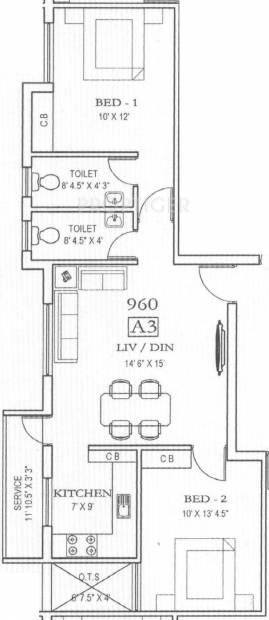Mahalakshmi Sai Nagar (2BHK+2T (960 sq ft) 960 sq ft)