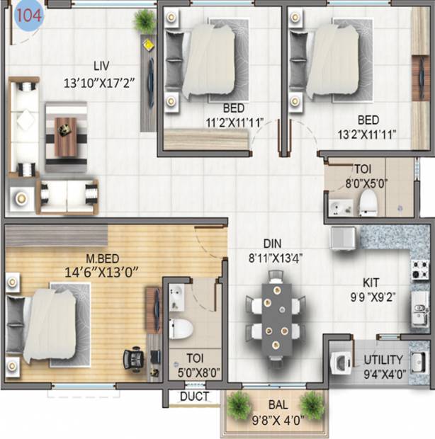 Sumadhura Soham Phase 2 (3BHK+2T (1,560 sq ft) 1560 sq ft)