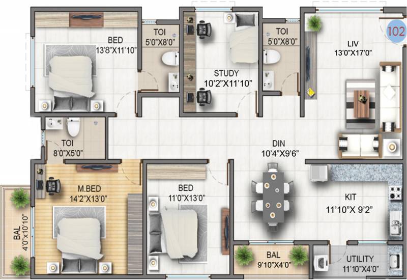 Sumadhura Soham Phase 2 (3BHK+2T (1,900 sq ft) + Study Room 1900 sq ft)