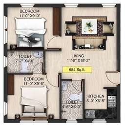 Silicon Anand Enclave (2BHK+2T (684 sq ft) 684 sq ft)