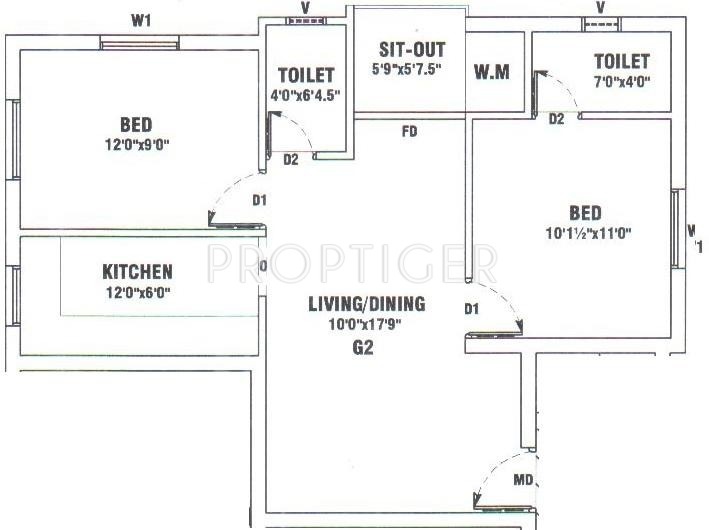 AP Ashvantha 2 (2BHK+2T (865 sq ft) 865 sq ft)