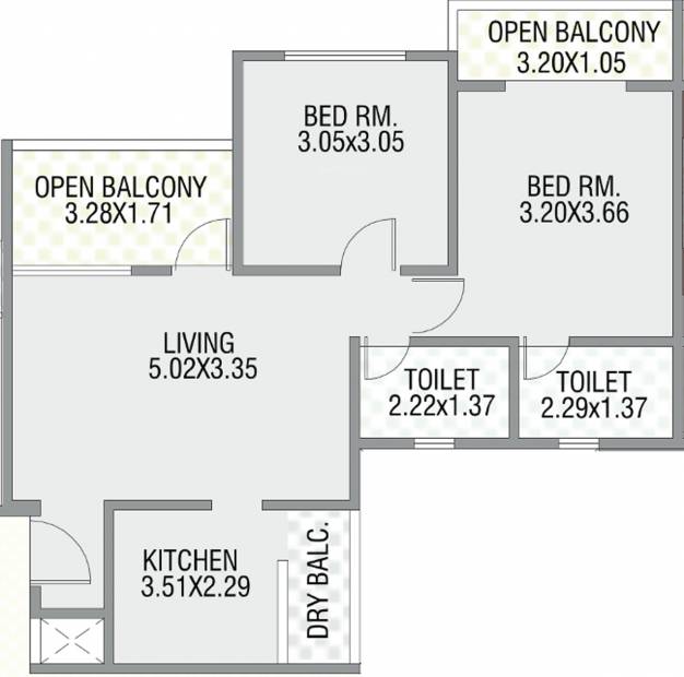 Reelicon Fairy Bell (2BHK+2T (595.78 sq ft) 595.78 sq ft)