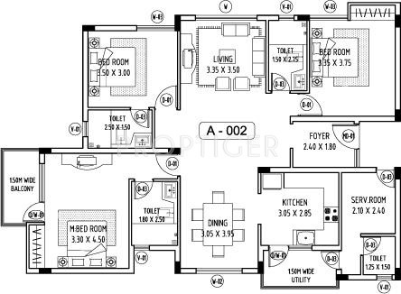 Abhinav Amara Courtyard (3BHK+3T (1,732 sq ft)   Servant Room 1732 sq ft)