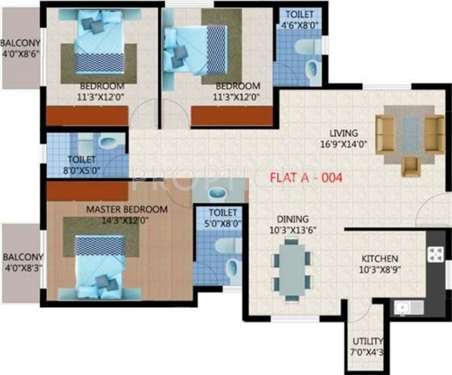 Unique Eastern Breeze (3BHK+3T (1,501 sq ft) 1501 sq ft)
