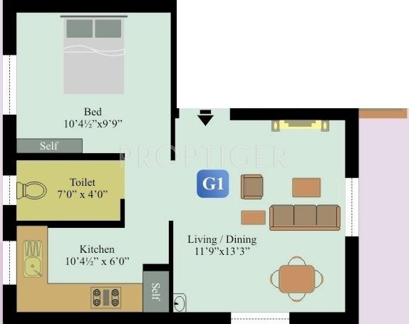 Anandam Sapphire (1BHK+1T (525 sq ft) 525 sq ft)