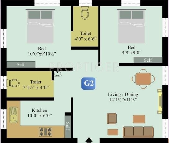 Anandam Sapphire (2BHK+2T (685 sq ft) 685 sq ft)