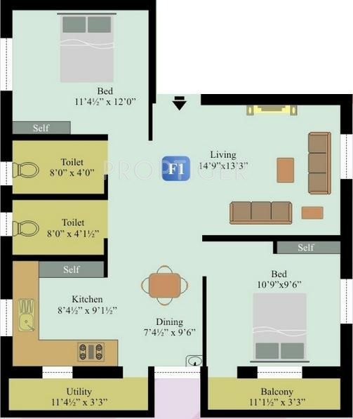 Anandam Sapphire (2BHK+2T (1,030 sq ft) 1030 sq ft)