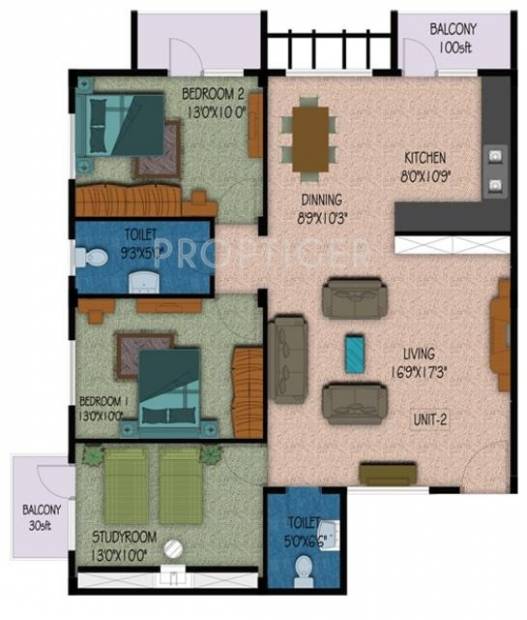 Unique Unique Florence (3BHK+2T (1,384 sq ft) 1384 sq ft)
