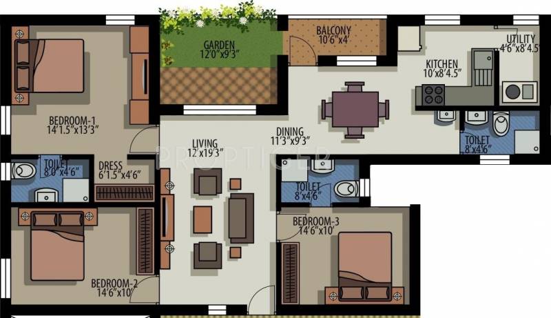 House of Colors Floating Gardens (3BHK+3T (1,922 sq ft) 1922 sq ft)