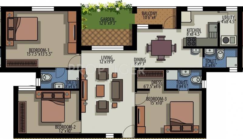House of Colors Floating Gardens (3BHK+3T (2,008 sq ft) 2008 sq ft)